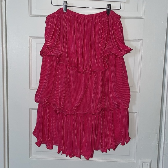 Pink Strapless Ruffle Dress - Picture 2 of 5